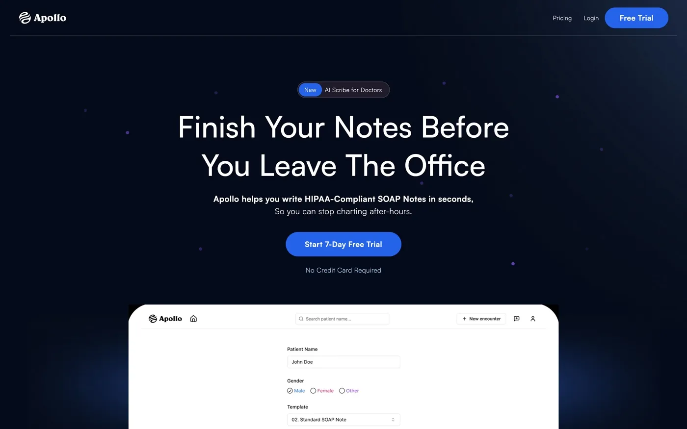 Healthcare AI Startup homepage after the positioning work