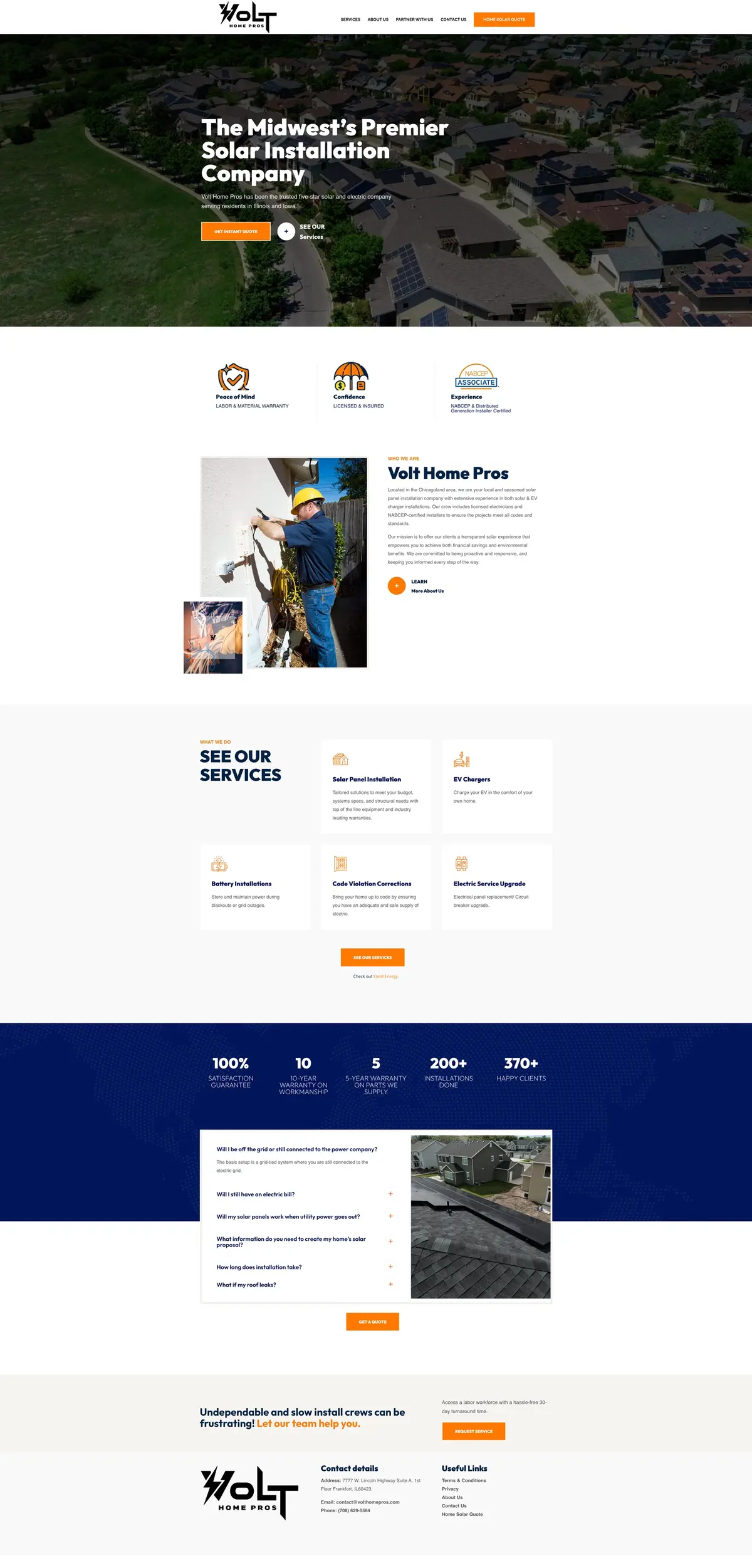 Solar Company in IL homepage before